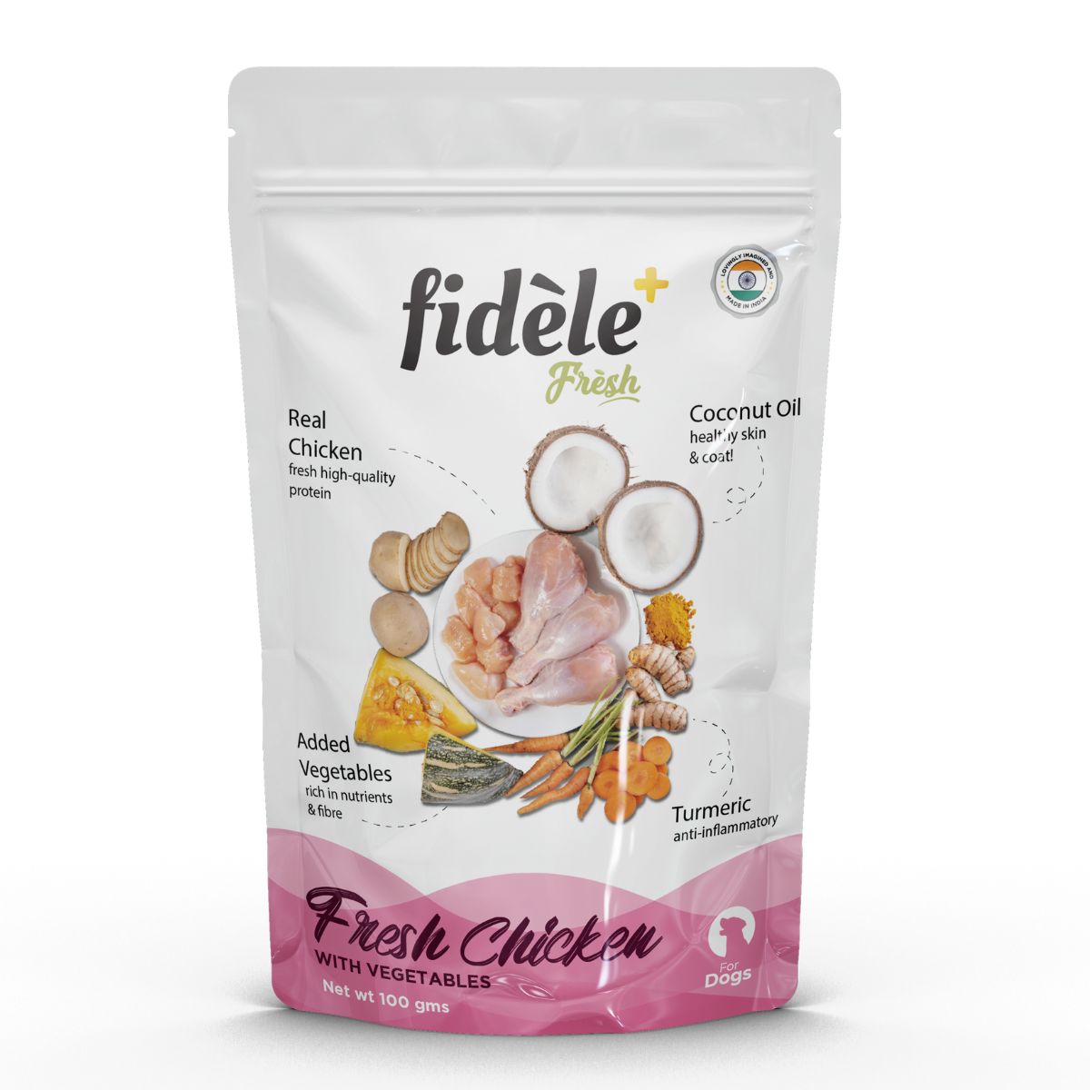 Fidele wet dog food chicken with vegetables pouch