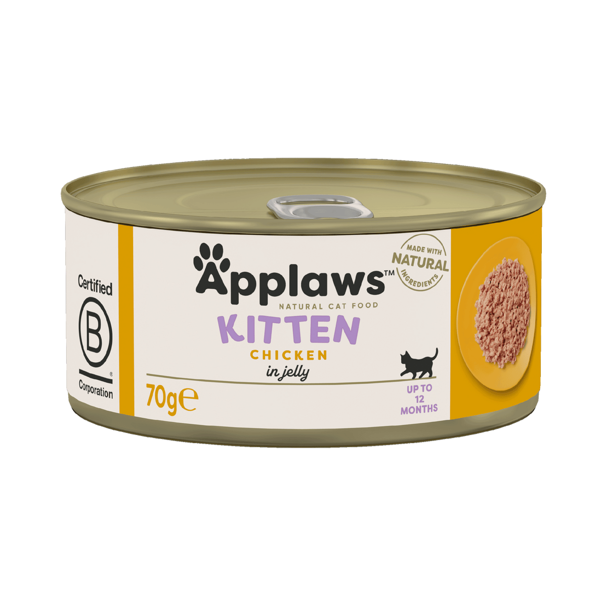 Natural Premium Wet Cat Food for Kitten, Chicken Breast in Broth 70g Can