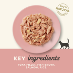 Natural Premium Wet Cat Food for Adult Cats, Tuna Fillet with Salmon in Broth 70g Can – product image 4