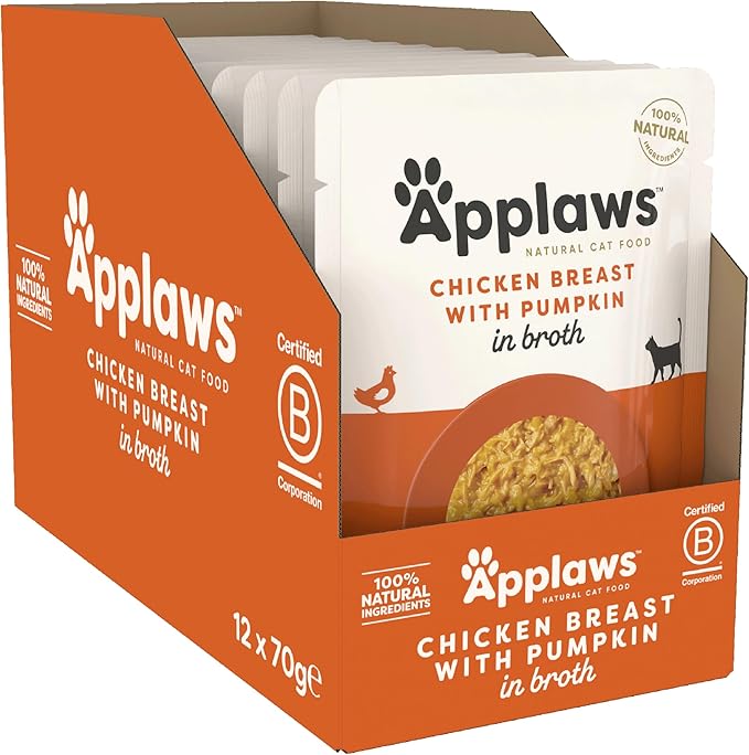 Natural Premium Wet Cat Food for Adult Cats, Chicken Breast with Pumpkin in Broth 70g Pouch – product image 2