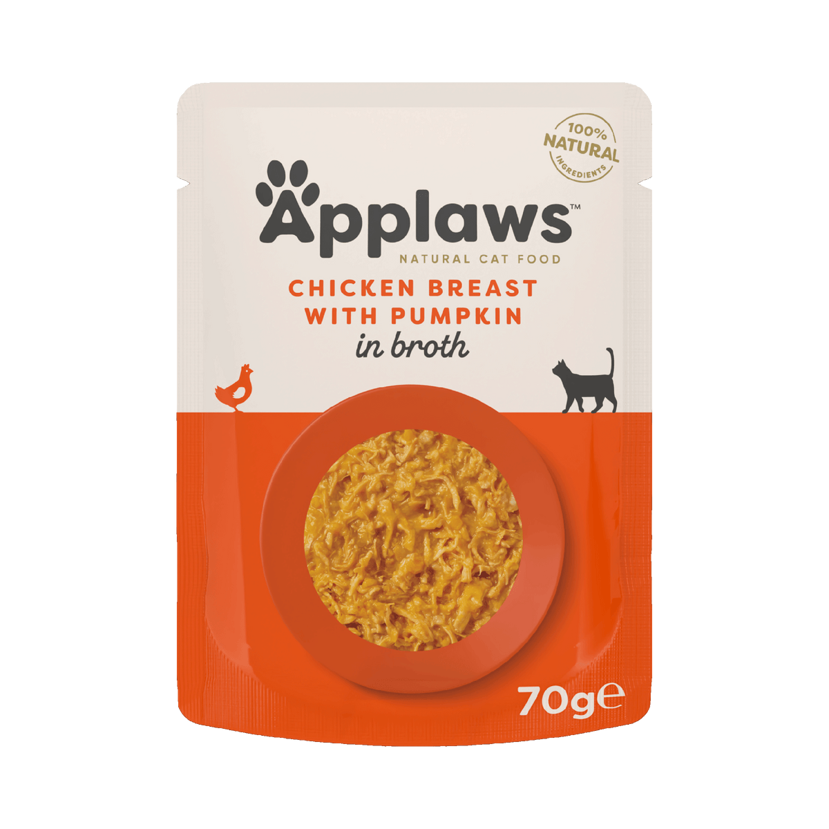 Natural Premium Wet Cat Food for Adult Cats, Chicken Breast with Pumpkin in Broth 70g Pouch – product image 1