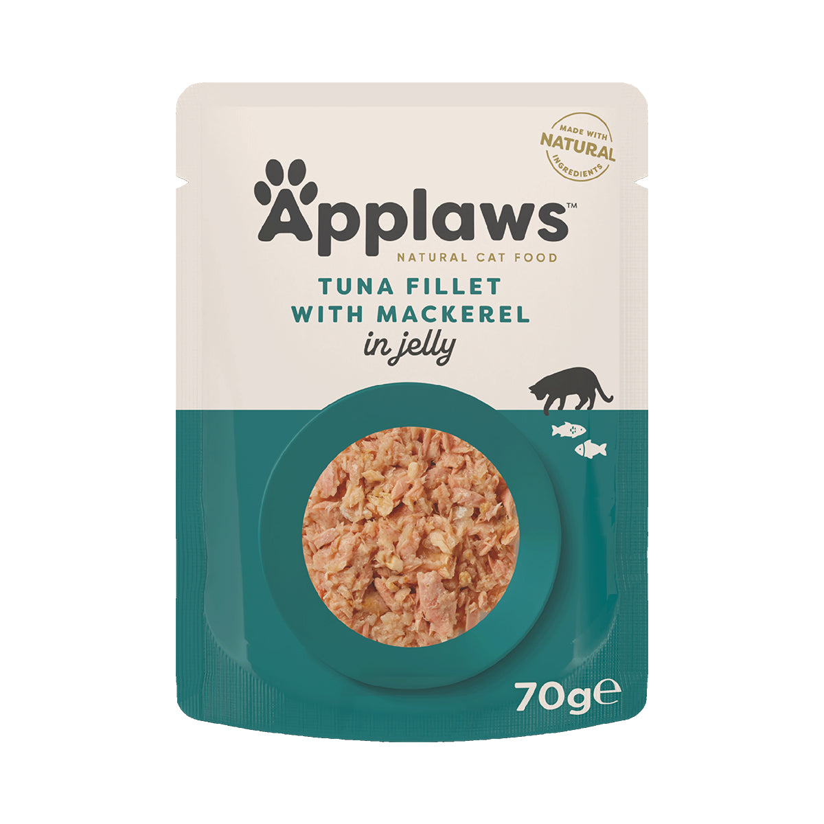 Natural Premium Wet Cat Food for Adult Cats, Tuna Whole Meat with Mackerel in Tasty Jelly 70g Pouch – product image 1