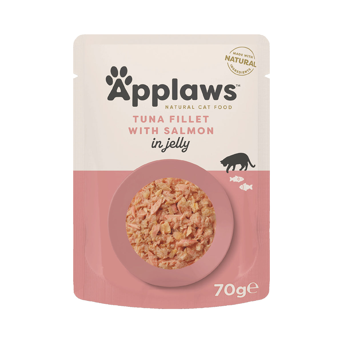 Natural Premium Wet Cat Food for Adult Cats, Tuna with Salmon in a Tasty Jelly 70g Pouch – product image 1