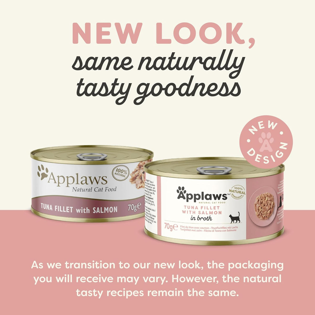 Natural Premium Wet Cat Food for Adult Cats, Tuna Fillet with Salmon in Broth 70g Can – product image 3